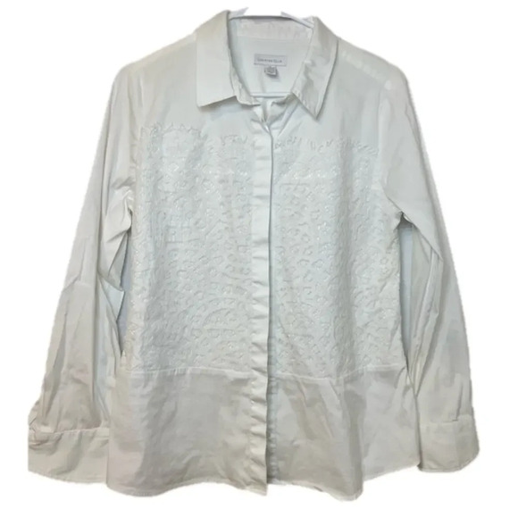 Charter Club Button Up Blouse with detail 10 - Picture 1 of 7